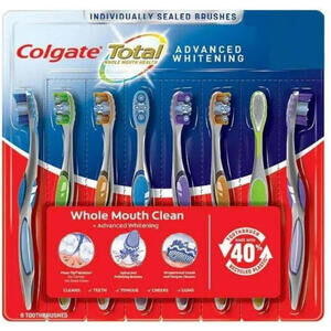 Colgate Total Whole Mouth Health Advanced Whitening – 8‑Pack Medium Floss Tip
